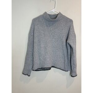 Joie Sweater Womens Medium Gray Mock Neck Ribbed Pullover Knit Long Sleeve Flaws